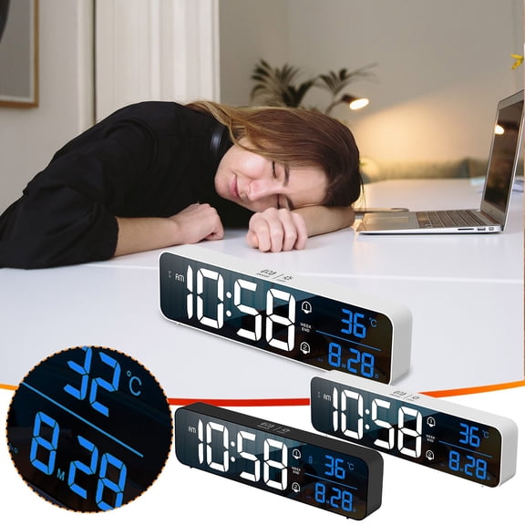 sruoe Alarm Clock, Digital Clock, Alarm Clock for Heavy Sleepers Adults, LED Display Alarm Clock, Light Alarm Clock, Modern Electric Alarm Clocks, Alarms Clock for Bedroom