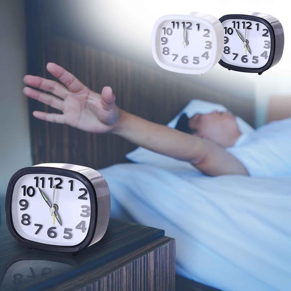 sruoe Alarm Clock, Digital Clock, Alarm Clock for Kids, Silent Study Alarm Clock, Modern Electric Alarm Clocks, Alarms Clock for Bedroom, White