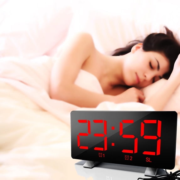 sruoe Alarm Clock, Digital Clocks, Clock Alarm Bedside, Clock Alarm Radio, LED Clock Alarm Digitalalarm, Mirror Digital Clock, Heavy Sleepers Alarm Clock, Plastic