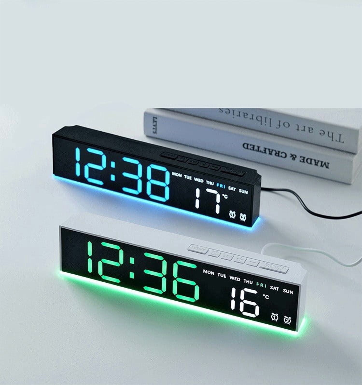 sruoe Alarm Clock, Modern LED Digital Alarm Clock, Large Display Desk ...