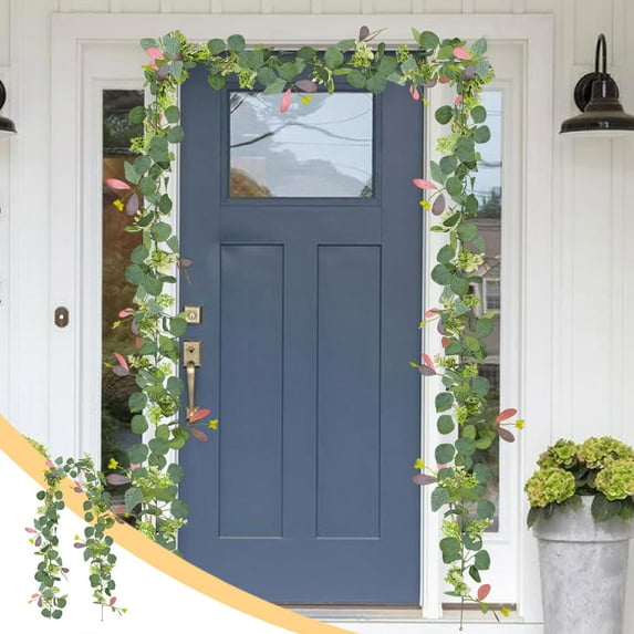 sruoe Artificial Christmas Garland, Faux Greenery Garland, Christmas Garlands Wreaths Rattan, Rose Vine Garland, Fake Hanging Vines for Home Table Door Stairs Fireplace Outdoor Decoration