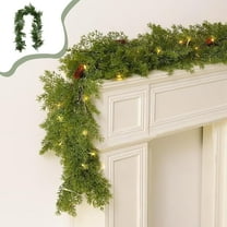 sruoe Artificial Christmas Garland Unlit, Christmas Decorate, Faux Garlands Christmas, Fake Greenery Garlands, Hanging Garland, Vine Garland for Door Stair Fireplace Indoor Tabletop Decor