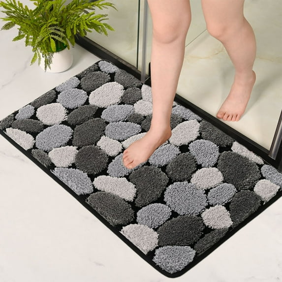 sruoe Bath Mat Rugs, Bath Mats for Bathroom Floor, Extra Absorbent Quick Dry Bathroom Mats, Washable Bath Rugs and Mats, Bath Carpet for Shower, Nylon Spandex, Gray