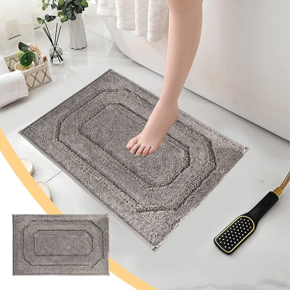 sruoe Bath Mat Rugs, Bath Mats for Bathroom Floor, Extra Absorbent Quick Dry Bathroom Mats, Washable Bath Rugs and Mats, Bath Carpet for Shower, Polyester, Gray