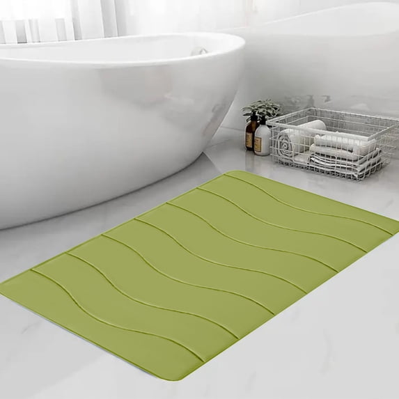 sruoe Bath Mat Rugs, Bath Mats for Bathroom Floor, Extra Absorbent Quick Dry Bathroom Mats, Washable Bath Rugs and Mats, Bath Carpet for Shower, Polyester, Green