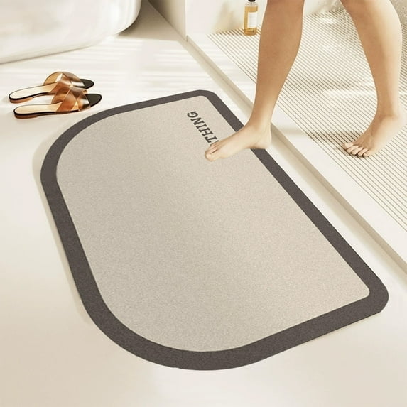 sruoe Bath Mat Rugs, Bath Mats for Bathroom Floor, Extra Absorbent Quick Dry Bathroom Mats, Washable Bath Rugs and Mats, Bath Carpet for Shower, Rubber, Beige