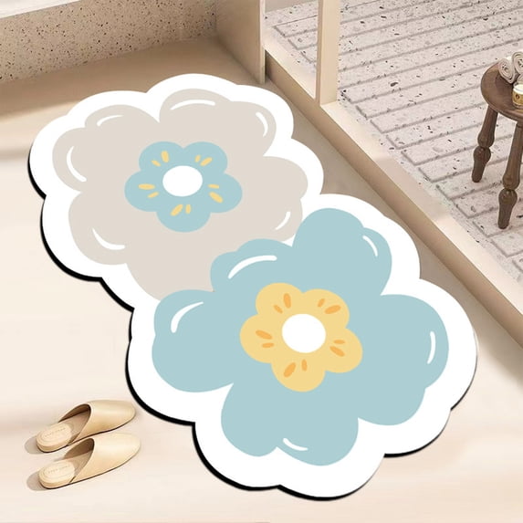 sruoe Bath Mat Rugs, Bath Mats for Bathroom Floor, Extra Absorbent Quick Dry Bathroom Mats, Washable Bath Rugs and Mats, Bath Carpet for Shower, Rubber, Blue