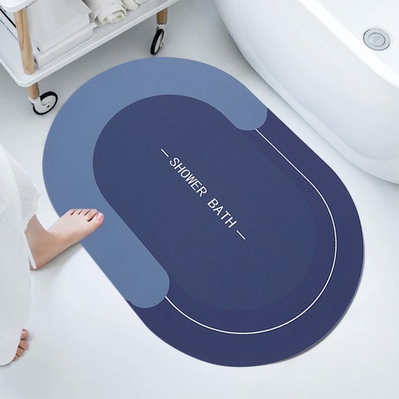 sruoe Bath Mat Rugs, Bath Mats for Bathroom Floor, Extra Absorbent Quick Dry Bathroom Mats, Washable Bath Rugs and Mats, Bath Carpet for Shower, Rubber, Blue