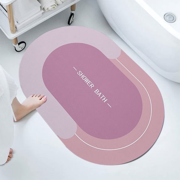 sruoe Bath Mat Rugs, Bath Mats for Bathroom Floor, Extra Absorbent Quick Dry Bathroom Mats, Washable Bath Rugs and Mats, Bath Carpet for Shower, Rubber, Pink