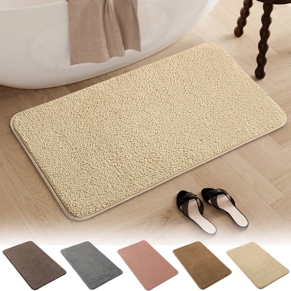 sruoe Bath Rugs, Bath Mats for Bathroom Floor, Bathroom Rugs, Non Slip WaterAbsorbent Stain Resistant Bath Mats, Cloth Mat, Bathroom Door Mat Household Use, Brown