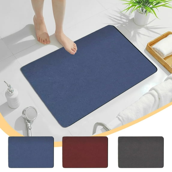 sruoe Bath Rugs, Bath Mats for Bathroom Floor, Bathroom Rugs, Non Slip WaterAbsorbent Stain Resistant Bath Mats, Polyester Mat, Bathroom Door Mat Household Use, Navy