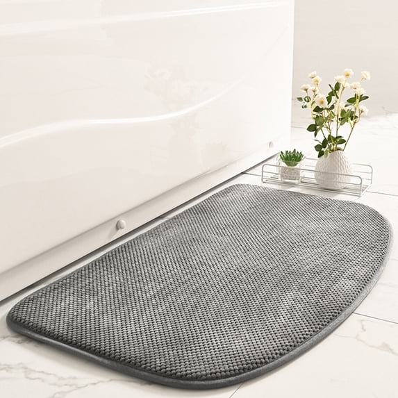 sruoe Bath Rugs, Bath Mats for Bathroom Floor, Bathroom Rugs, Non Slip WaterAbsorbent Stain Resistant Bath Mats, Polyester Mat, Bathroom Door Mat Household Use, Dark Gray