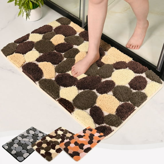sruoe Bath Rugs, Bath Mats for Bathroom Floor, Bathroom Rugs, Non Slip WaterAbsorbent Stain Resistant Bath Mats, Polyester Mat, Bathroom Door Mat Household Use, Brown