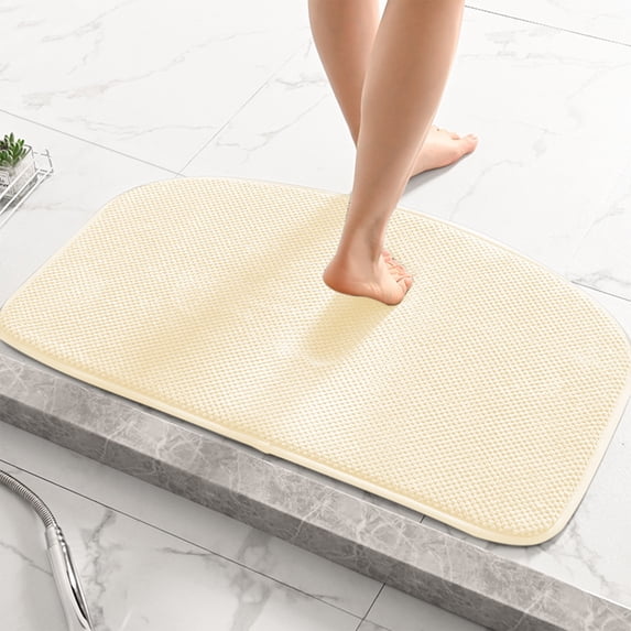 sruoe Bathroom Rugs, Bath Mat for Bathroom Floor 1pcs, Bath Mats for Bathroom Floor Non Slip Non Skid, Rectangular Polyester Floor Mat for Bath Door Household, Beige