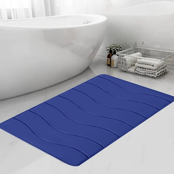 sruoe Bathroom Rugs, Bath Mat for Bathroom Floor 1pcs, Bath Mats for Bathroom Floor Non Slip Non Skid, Rectangular Polyester Floor Mat for Bath Door Household, Blue