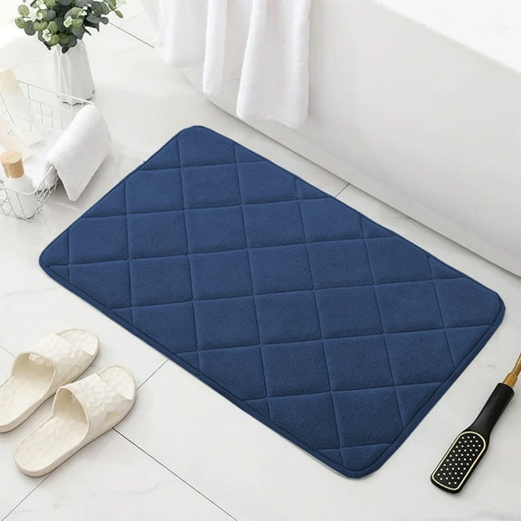 sruoe Bathroom Rugs, Bath Mat for Bathroom Floor 1pcs, Bath Mats for Bathroom Floor Non Slip Non Skid, Rectangular Polyester Floor Mat for Bath Door Household, Blue