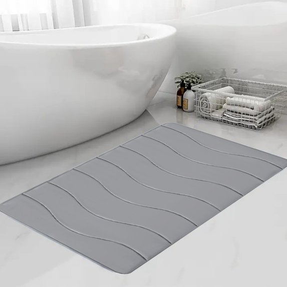 sruoe Bathroom Rugs, Bath Mat for Bathroom Floor 1pcs, Bath Mats for Bathroom Floor Non Slip Non Skid, Rectangular Polyester Floor Mat for Bath Door Household, Gray