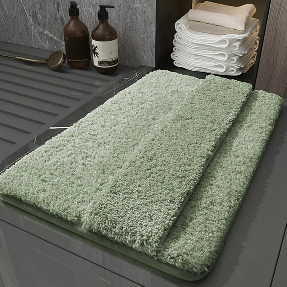 sruoe Bathroom Rugs, Bath Mat for Bathroom Floor 1pcs, Bath Mats for Bathroom Floor Non Slip Non Skid, Rectangular Polyester Floor Mat for Bath Door Household, Green