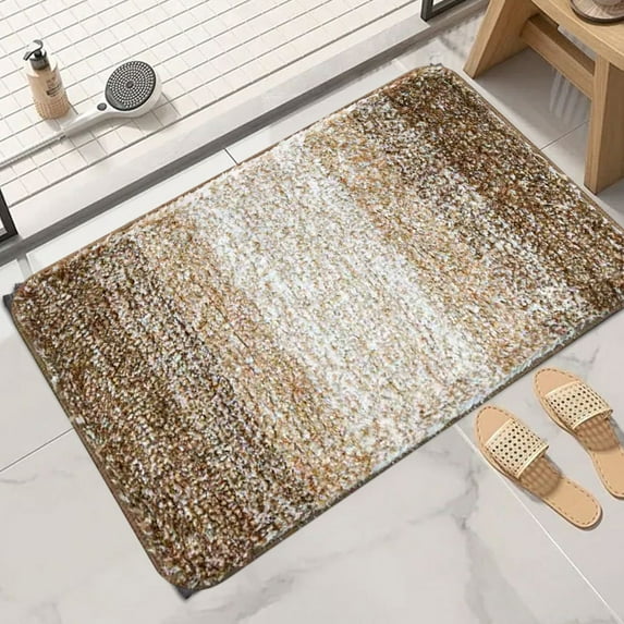 sruoe Bathroom Rugs, Bath Mat for Bathroom Floor 1pcs, Bath Mats for Bathroom Floor Non Slip Non Skid, Rectangular Polyester Floor Mat for Bath Door Household, Khaki