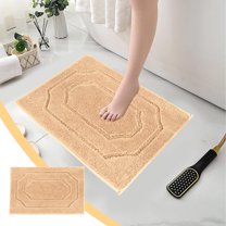 sruoe Bathroom Rugs, Bath Mat for Bathroom Floor 1pcs, Bath Mats for Bathroom Floor Non Slip Non Skid, Rectangular Polyester Floor Mat for Bath Door Household, Khaki