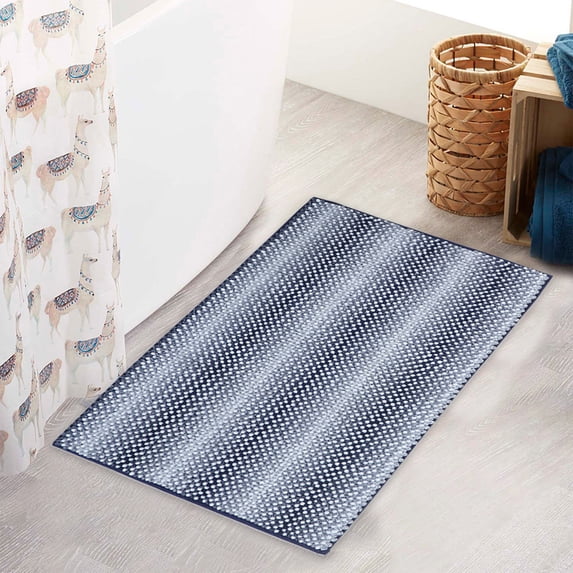 sruoe Bathroom Rugs, Bath Mat for Bathroom Floor 1pcs, Bath Mats for Bathroom Floor Non Slip Non Skid, Rectangular Polyester Floor Mat for Bath Door Household, Navy