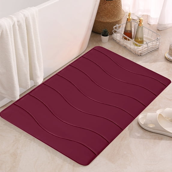 sruoe Bathroom Rugs, Bath Mat for Bathroom Floor 1pcs, Bath Mats for Bathroom Floor Non Slip Non Skid, Rectangular Polyester Floor Mat for Bath Door Household, Red