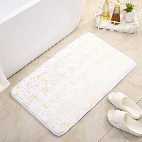 sruoe Bathroom Rugs, Bath Mat for Bathroom Floor 1pcs, Bath Mats for Bathroom Floor Non Slip Non Skid, Rectangular Polyester Floor Mat for Bath Door Household, White