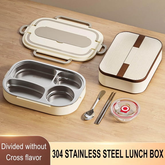 sruoe Bento Boxes, Bento Box for Lunch Clearance, Lunch Box Containers with Dividers, Leakproof Sealproof Bento Boxes Food Storage Containers, Fresh-Keeping Box for Home, Stainless Steel