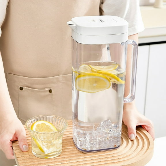 sruoe Beverage Pitcher, Water Pitcher with Lid, Large Capacity Water Storage, Ice Tea Pitcher, Portable Leak Proof Summer Drink Bucket Cold Kettle, Clear Brewing Pitcher, Juice Jars, Plastic