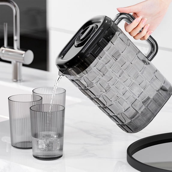 sruoe Beverage Pitcher, Water Pitcher with Lid, Large Capacity Water Storage, Ice Tea Pitcher, Portable Leak Proof Summer Drink Bucket Cold Kettle, Clear Brewing Pitcher, Juice Jars,Bring CupPlastic