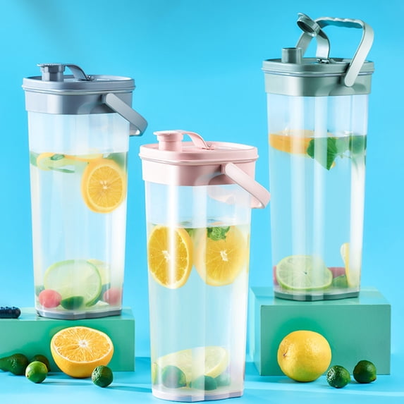 sruoe Beverage Pitcher, Water Pitcher with Lid, Large Capacity Water Storage, Ice Tea Pitcher, Portable Leak Proof Summer Drink Bucket Cold Kettle, Clear Brewing Pitcher, Juice Jars, Plastic