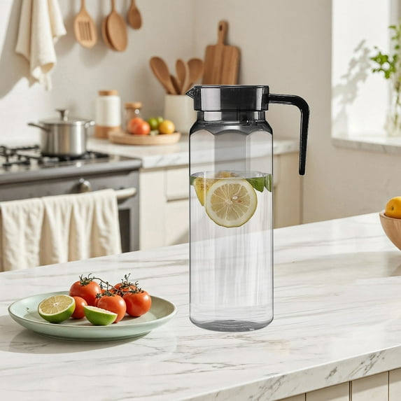 sruoe Beverage Pitcher, Water Pitcher with Lid, Large Capacity Water Storage, Ice Tea Pitcher, Portable Leak Proof Summer Drink Bucket Cold Kettle, Clear Brewing Pitcher, Juice Jars, Plastic