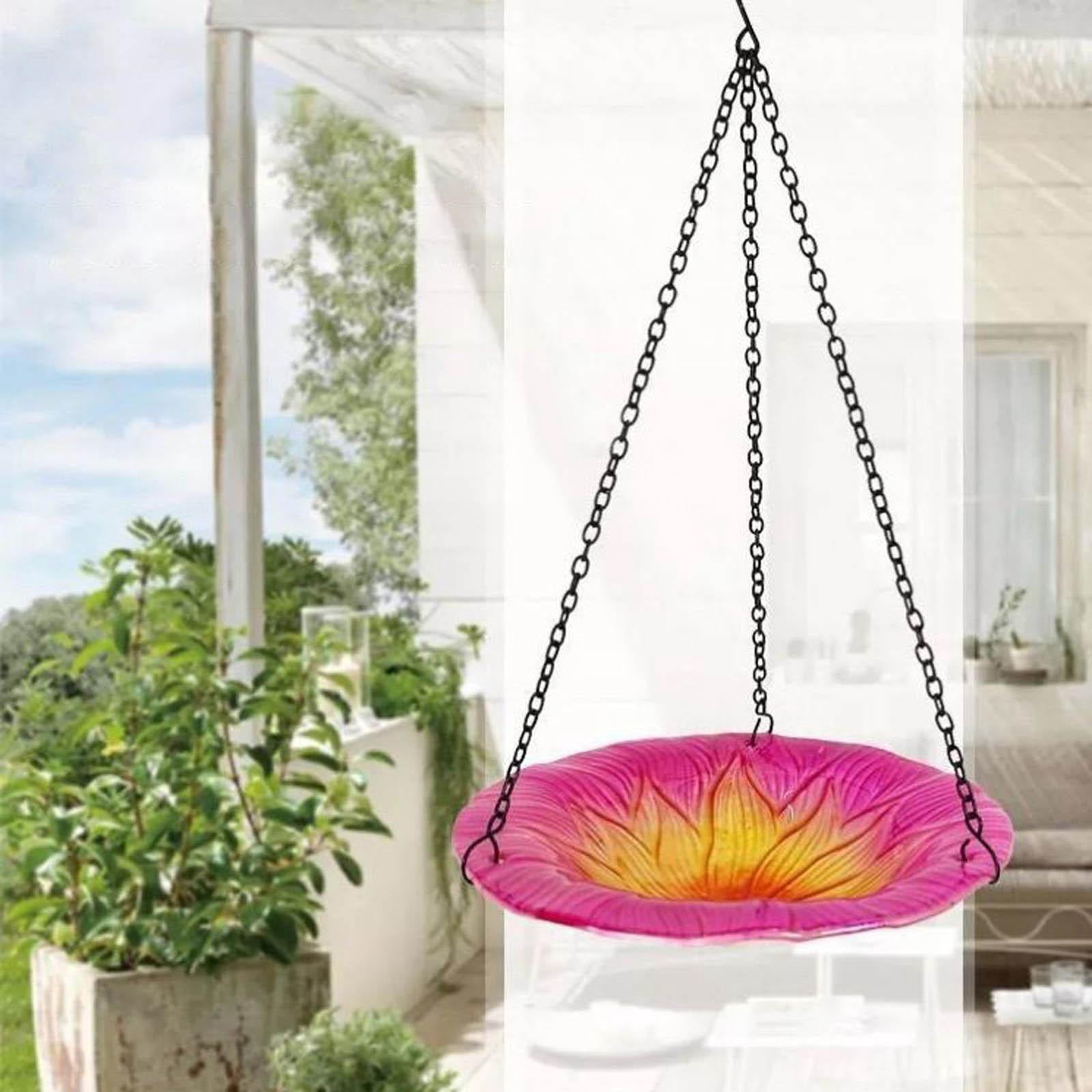 sruoe Bird Feeder, Hanging Bird Feeder Tray, Bird Feeders Outdoor, Cardinal Bird Feeder, Hopper Feeder, Small Large Bowl Wild Bird Feeders for Garden Decor, Glass