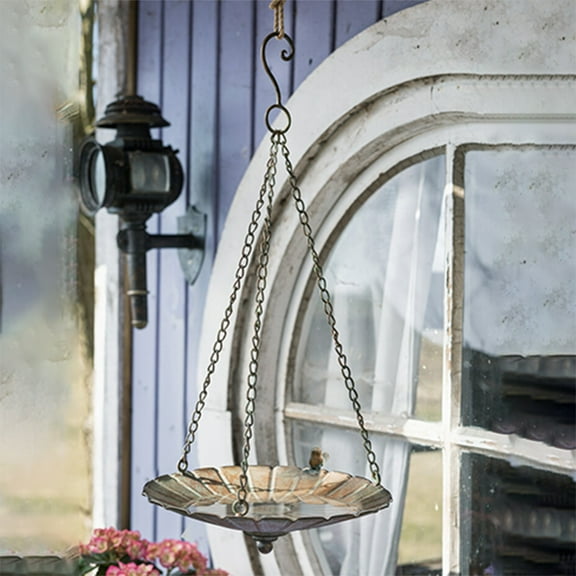 sruoe Bird Feeder, Hanging Bird Feeder Tray, Bird Feeders Outdoor, Cardinal Bird Feeder, Hopper Feeder, Small Large Bowl Wild Bird Feeders for Garden Decor, Iron