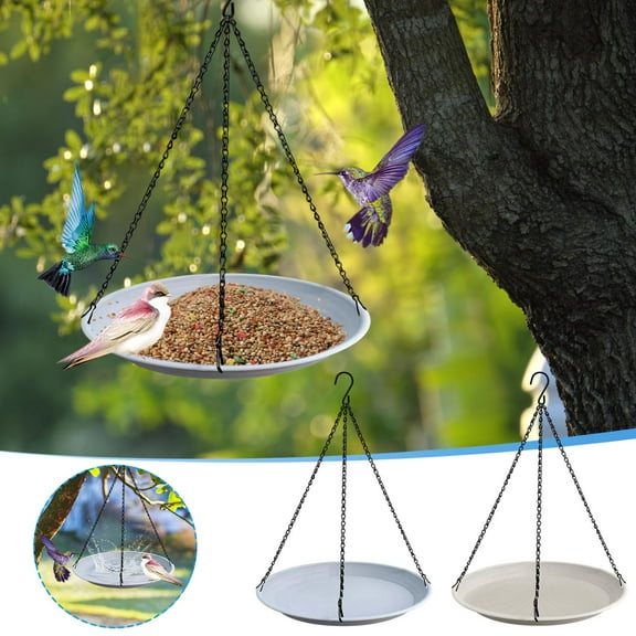sruoe Bird Feeder, Hanging Bird Feeder Tray, Bird Feeders Outdoor, Cardinal Bird Feeder, Hopper Feeder, Small Large Bowl Wild Bird Feeders for Garden Decor, Silica Gel