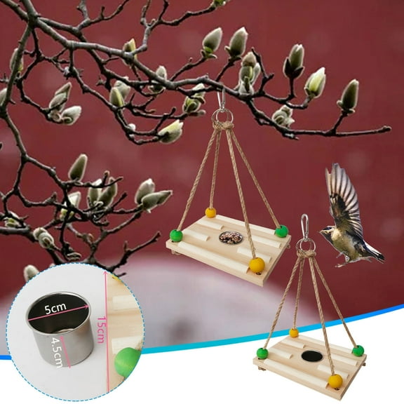 sruoe Bird Feeder, Hanging Bird Feeders Outdoor, Weatherproof Open Platform Bird Feeders, Decoration Wild Feeders for Outside, Garden, Patio, Yard, Deck, Wood