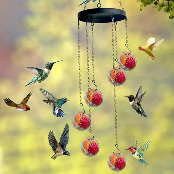 sruoe Bird Feeder, Hummingbird Feeder, Hanging Bird Feeders Outdoor, Squirrel-Proof Feeders, Decorative Bird feeder Windchime shape, Hummingbird Feeders for Outside Garden Patio Yard Deck Ornaments
