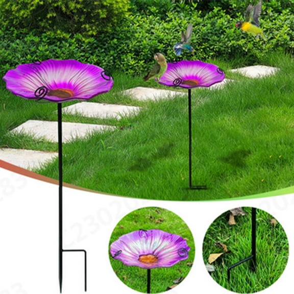 sruoe Bird Feeders, Bird Baths Outdoor, BirdBaths for the Garden, Feeder Tray, Natural Flowers Bowl Bird Bath for Outside, Patio, Iron