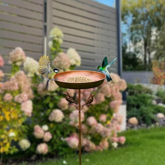 sruoe Bird Feeders, Bird Baths Outdoor, BirdBaths for the Garden, Natural Flowers Vintage Bowl Bird Bath for Outside, Patio, Iron