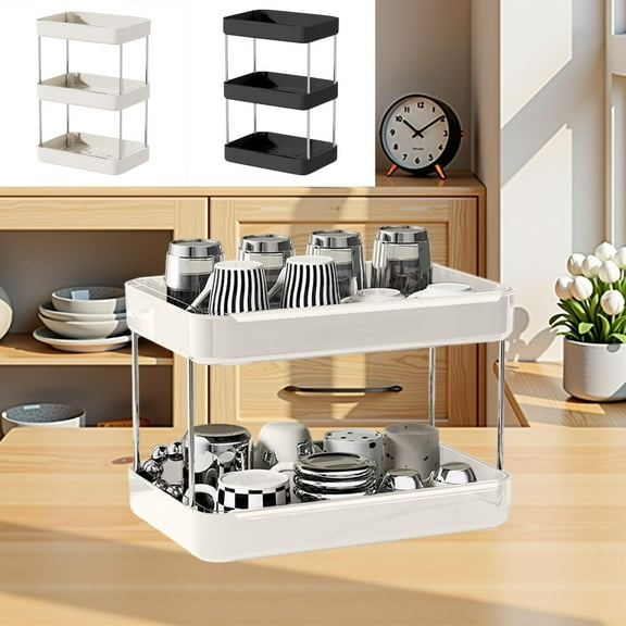 sruoe Cabinet Organizer 3 Tier, Kitchen Storage Rack, Kitchen Counter Shelves Clearance, Spice Rack, Cabinet Countertop Shelves, Portable Small Free Standing Storage Rack Shelving