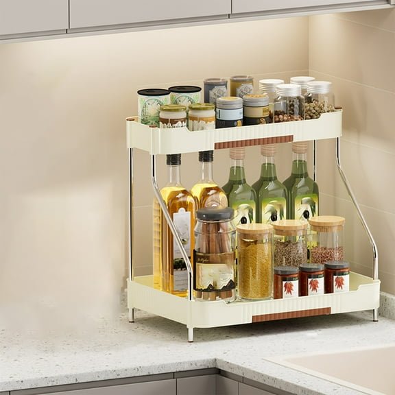 sruoe Cabinet Organizer, Kitchen Storage Rack, Kitchen Counter Shelves Clearance, Spice Rack, Cabinet Countertop Shelves, Portable Small Free Standing Storage Rack Shelving