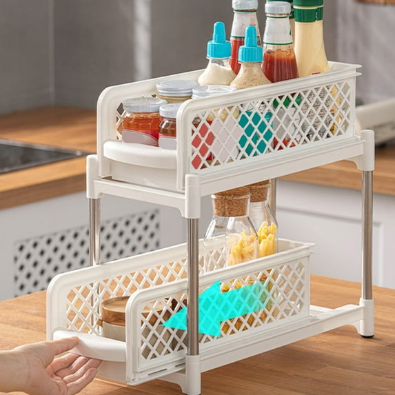 sruoe Cabinet Organizer, Kitchen Storage Rack, Kitchen Counter Shelves Clearance, Spice Rack, Cabinet Countertop Shelves, Portable Small Free Standing Storage Rack Shelving