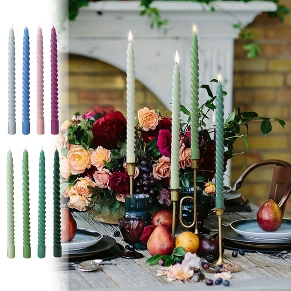 sruoe Candles, Taper Candles, Candles Unscented, Floating Candles, Table Candles Decoration, Paraffin Wax, Unscented Candle Sticks for Holiday Wedding Party Dinner Table Decoration, Green Candles