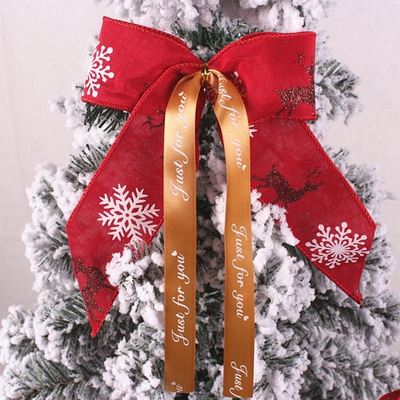 sruoe Christmas Bows, Christmas Tree Decorations, Christmas Tree Bows and Ribbons, Indoor Outdoor Tree Decoration, Hanging Christmas Bows for Wreaths, Tree Gift Present Decoration, Red