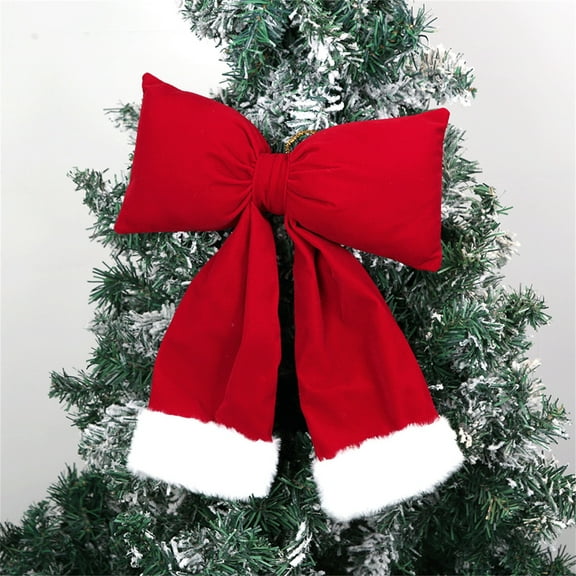 sruoe Christmas Bows, Christmas Tree Topper Bow, Wreath Bows Xmas Ornaments, Christmas Tree Accessories, Indoor Outdoor Hoiday Decor, Long Streamer Ribbon for Farmhouse Christmas Decoration, Red