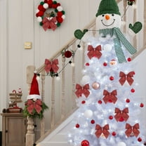 sruoe Christmas Bows, Christmas Tree Topper Bow, Wreath Bows Xmas Ornaments, Christmas Tree Accessories, Indoor Outdoor Hoiday Decor, Long Streamer Ribbon for Farmhouse Christmas Decoration, Red