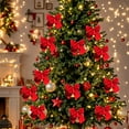 thumbnail image 1 of sruoe Christmas Bows, Christmas Tree Topper Bow, Wreath Bows Xmas Ornaments, Christmas Tree Accessories, Indoor Outdoor Hoiday Decor, Long Streamer Ribbon for Farmhouse Christmas Decoration, Red, 1 of 7