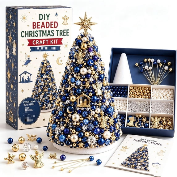 sruoe Christmas Decorations DIY Beaded Christmas Tree Kit Art Set for Adults Good Christmas Gift Home Office Holiday Decor Christmas Decor