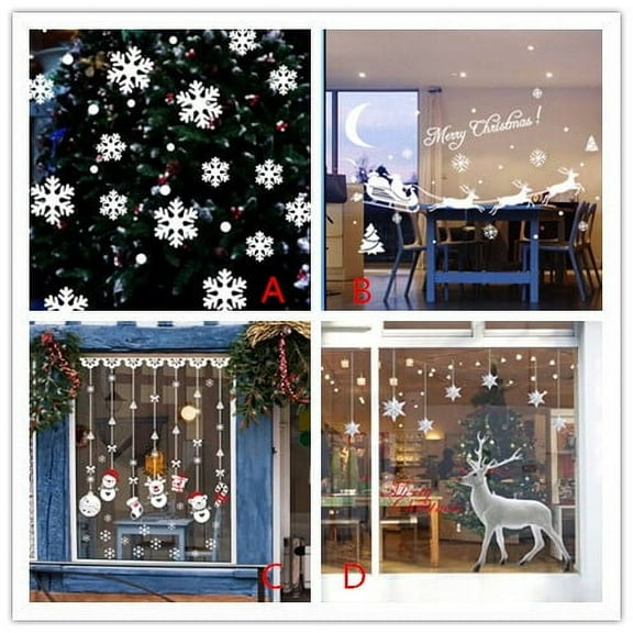 sruoe Christmas Decorations Indoor Clearance Christmas Stickers Christmas Snowflake Glass Stickers Large Window Stickers Wall Stickers