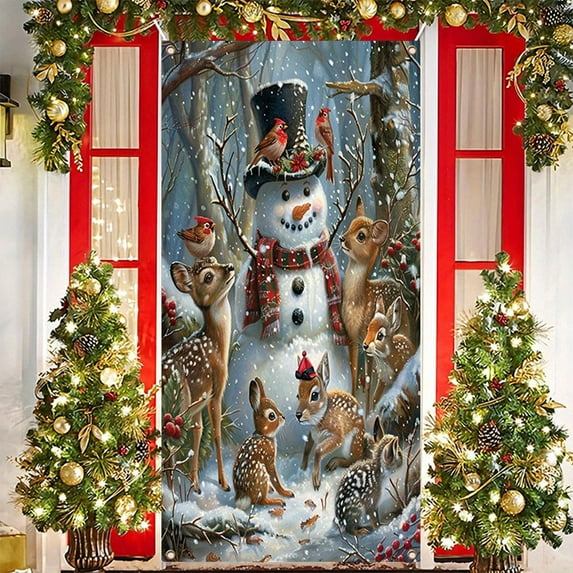 sruoe Christmas Door Cover, 35*71" Christmas Door Decorations, Christmas Door Panel, Christmas Door Covering Outside, Door Decor Christmas, 35 X 71 Inch Christmas Front Door Cover for Christmas.